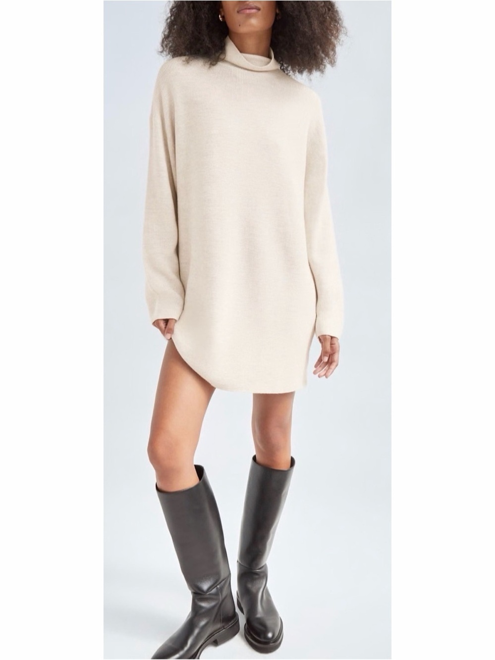 Aritzia Babaton Maclean Long Sleeve Dress Beige